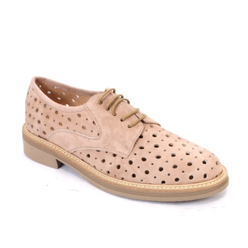 Luca Grossi 836 Beige Leather Lace-Up Loafers Shoes